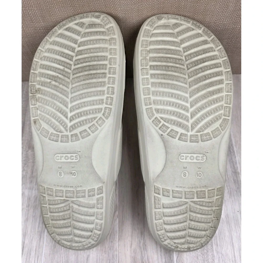 Crocs Classic Two-Strap Slip On Slide Sandals Cream Mens 8 Womens 10 Beach Pool